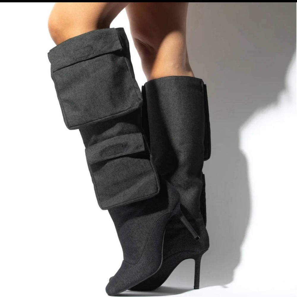CARGO BLACK DENIM BOOTS